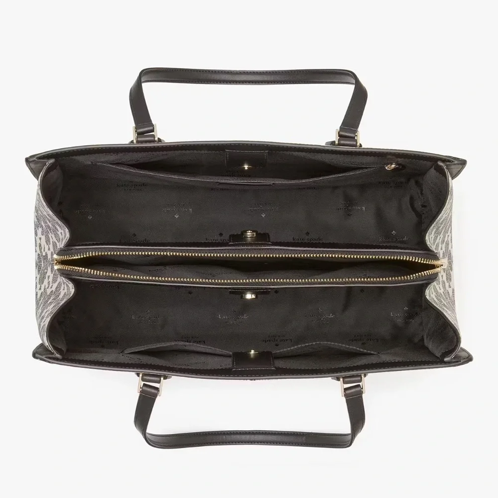 ♠️Kate Spade Signature Spade Flower East West Large Laptop Tote Bag, Black NWT